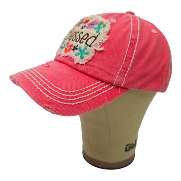 Kbethos Vintage Style Patch Floral Blessed Distressed Strapback Cap Baseball Hat - Picture 2 of 13